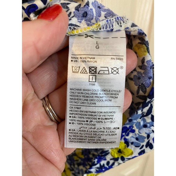 Old Navy Shift Dress Large Long Sleeves Blue Yellow Floral NEW - Picture 7 of 8